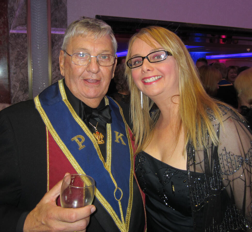 Tracy with Derek Martin at the Water Rats Charity Ball.