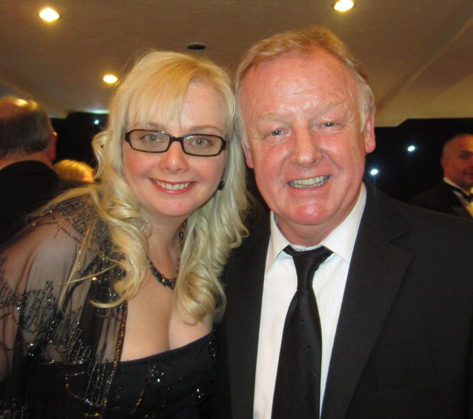 Tracy with Les Denis at the Water Rats Ball.