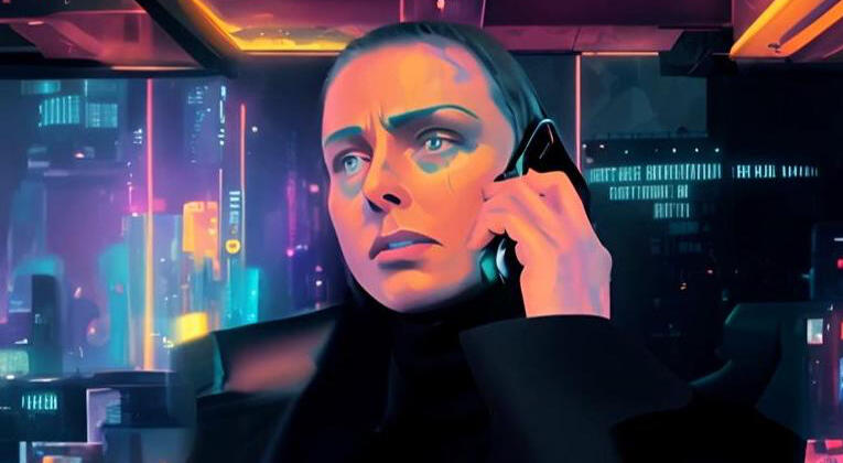 Tracy as Zener in the AI short film The Dore, directed by Mark Horton.