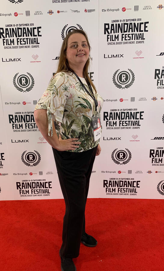 Tracy attending the Raindance Film Festival 2019.