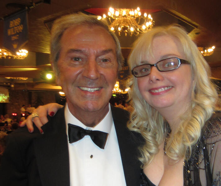 Tracy with Des O’Connor at the Water Rats charity Ball.