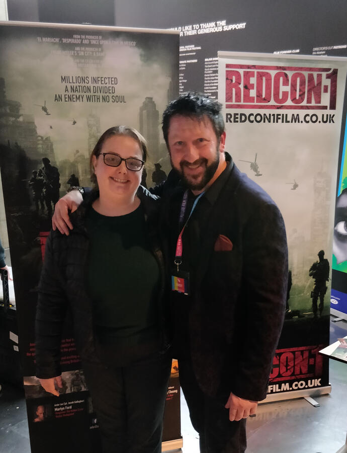 Tracy with Mark Strange at the Redcon-1 screening.