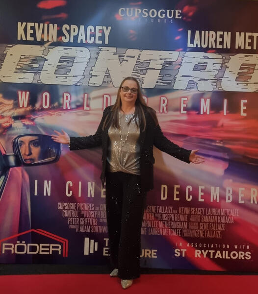 Tracy at the premiere of Control, a film by Gene Fallaize.