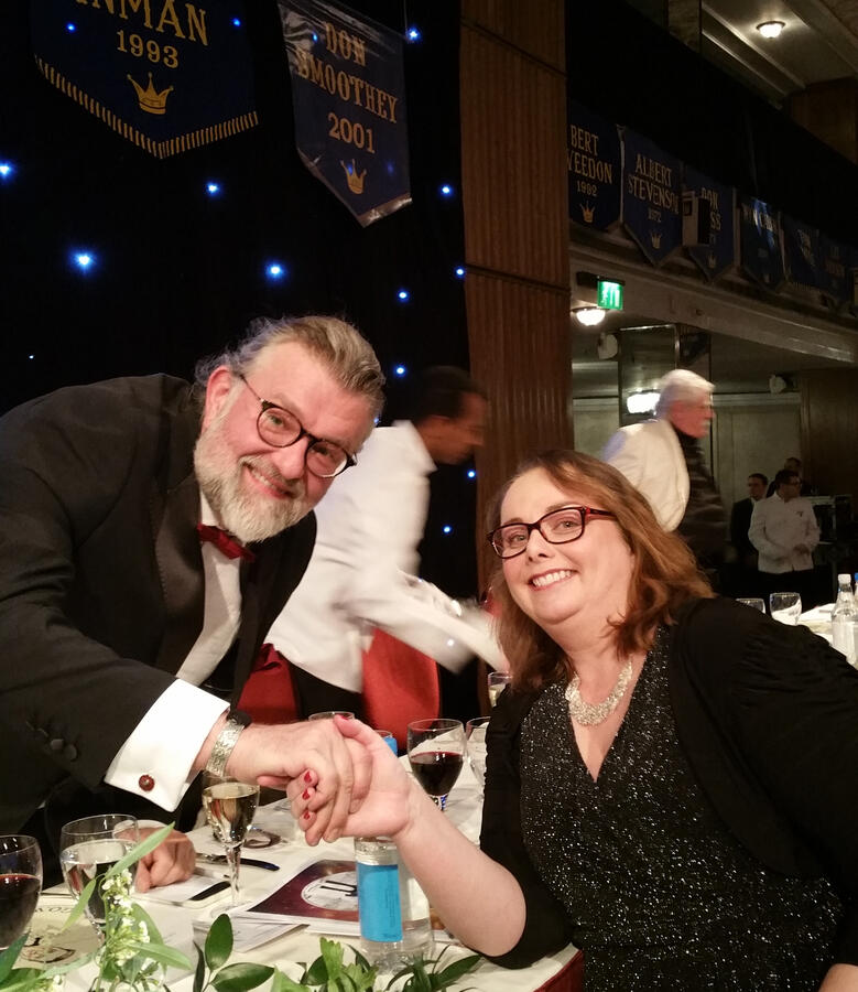 Tracy with Si King at the Water Rats Ball.