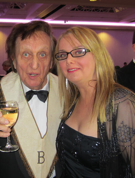 Tracy with Ken Dodd at the Water Rats Ball.